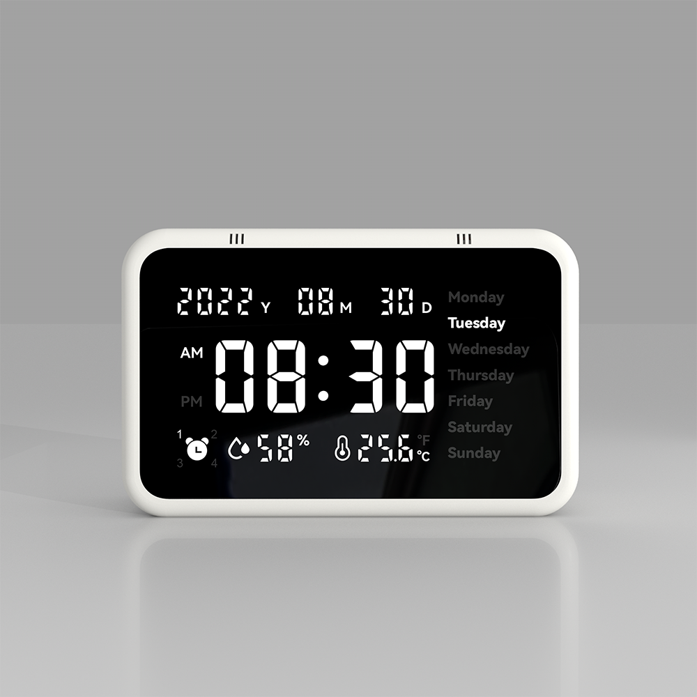 SMARTCUCKOO Smart Alarm Clock with easy MP3 music player- 8-inch Large Display Bluetooth Talking Smart Clock White Noise Temperature-humidity Sensor Personal Voice Medication Reminder, iOS/Android App and remote!!