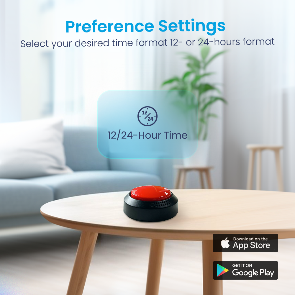 Large Button Talking Clock with Alarm for Visually Impaired, Elderly, Blind, Dementia, Parkinson’s, Alzheimer’s Extras with iOS and Android app