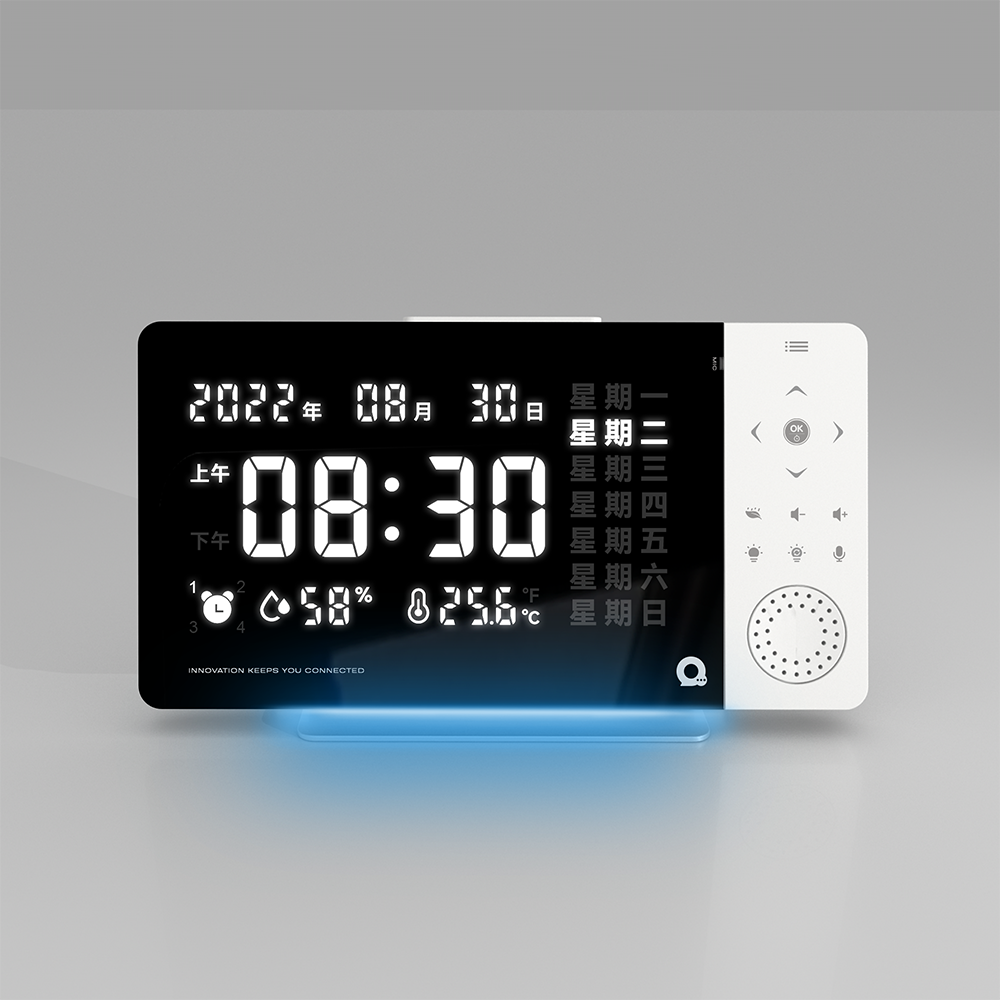 SMARTCUCKOO Smart Alarm Clock with Night Light- 8-inch Large Display Bluetooth Talking Smart Clock White Noise Temperature-humidity Sensor Personal Voice Medication Reminder, iOS/Android App and remote!
