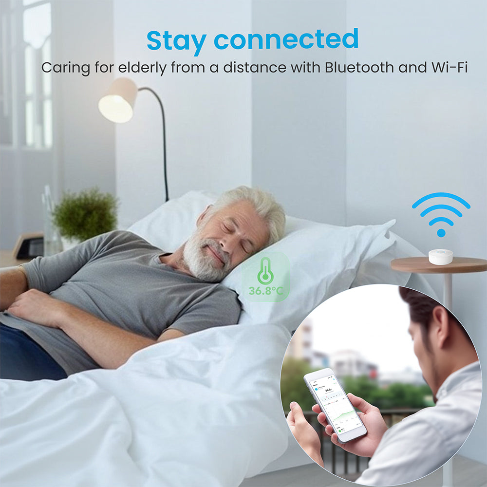 SmartCuckoo The Ultimate Bluetooth Smart Thermometer for Elderly Care and Peace of Mind | Track, Alert, and Monitor Body Temperature Remotely | iOS and Android Compatible