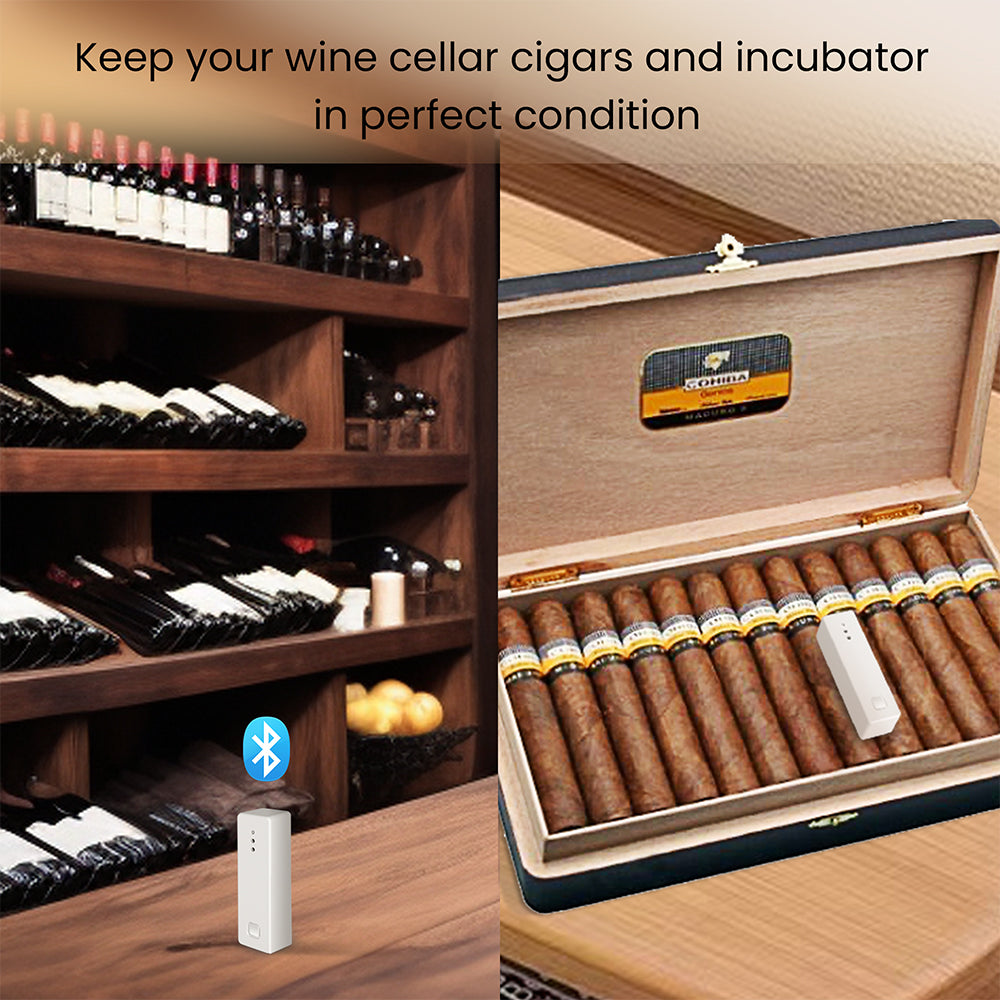 SMARTCUCKOO Wireless Thermometer with Humidity Sensor and Light Detector for Wine Cellar, Mantello Cigars, Pet, Indoor Plants, and Hygrometer For Incubator. Dual pack bundle with 2 sensors.